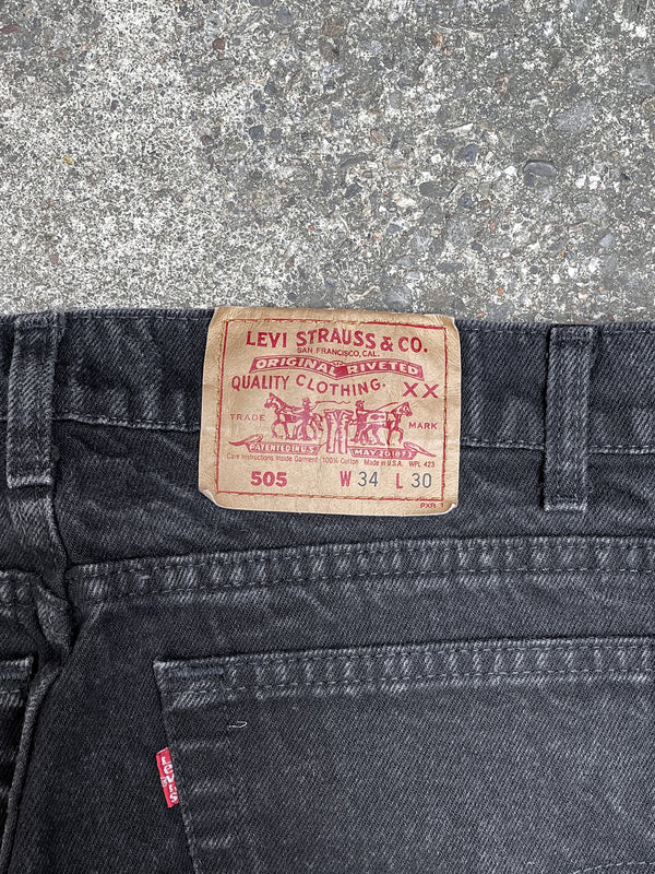 1990s Levi’s Faded Black 505 Released Hem (33X31)