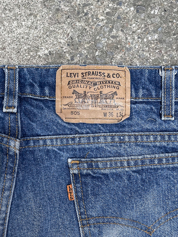 1980s Orange Tab Levi’s Worn In Blue 505 (35X31)