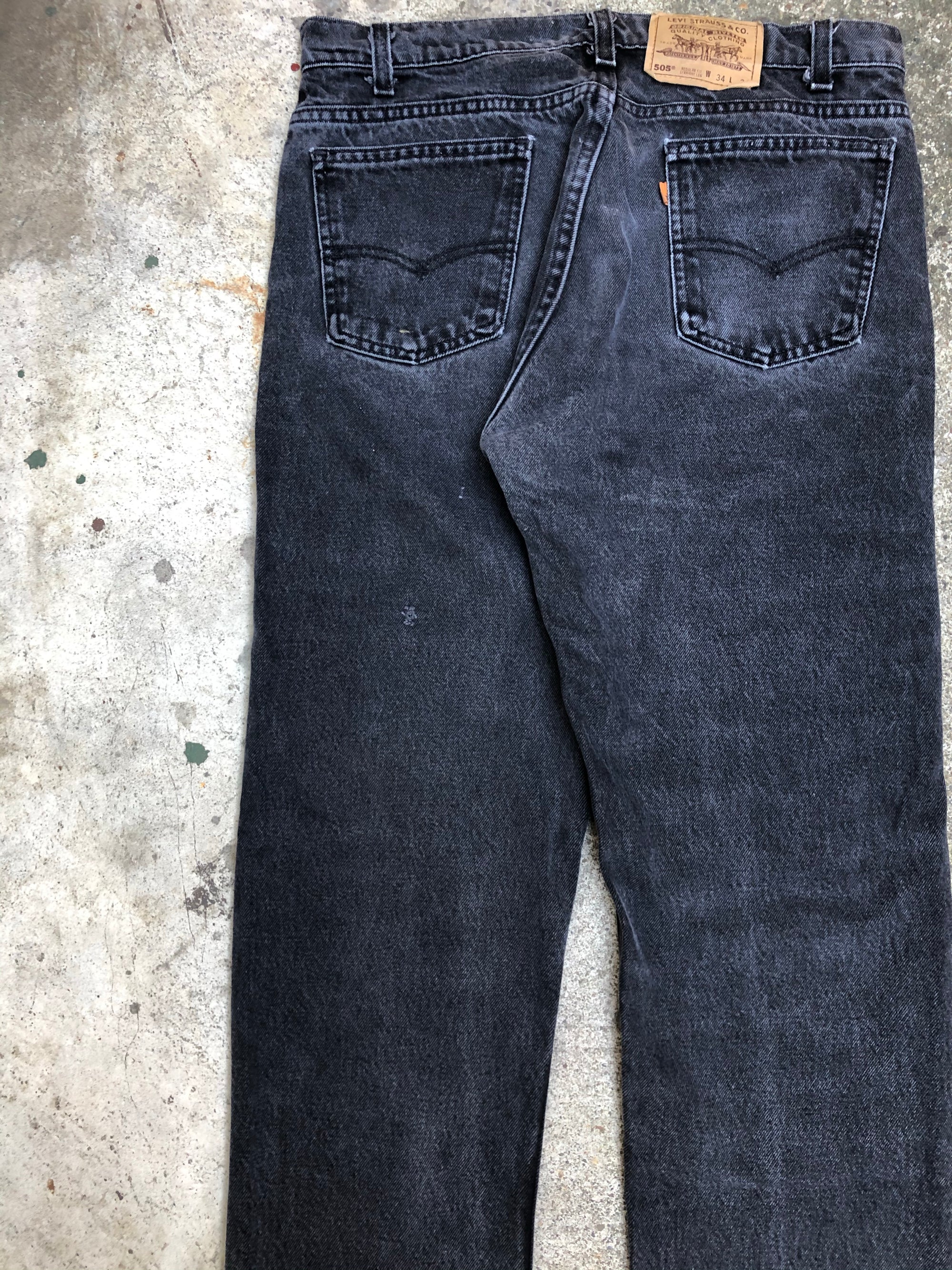 1990s Orange Tab Levis Faded Black 505 (33X33)