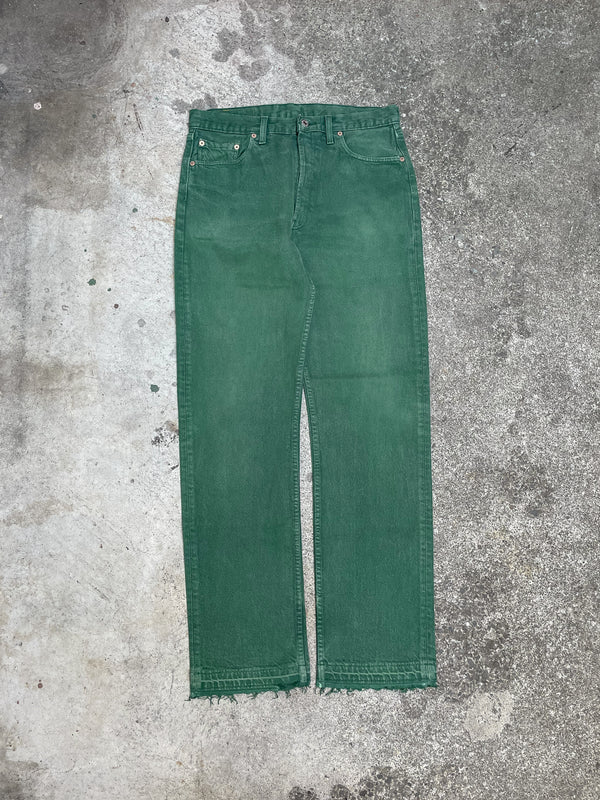 1990s Levi’s Faded Green 501 Released Hem (32X32)