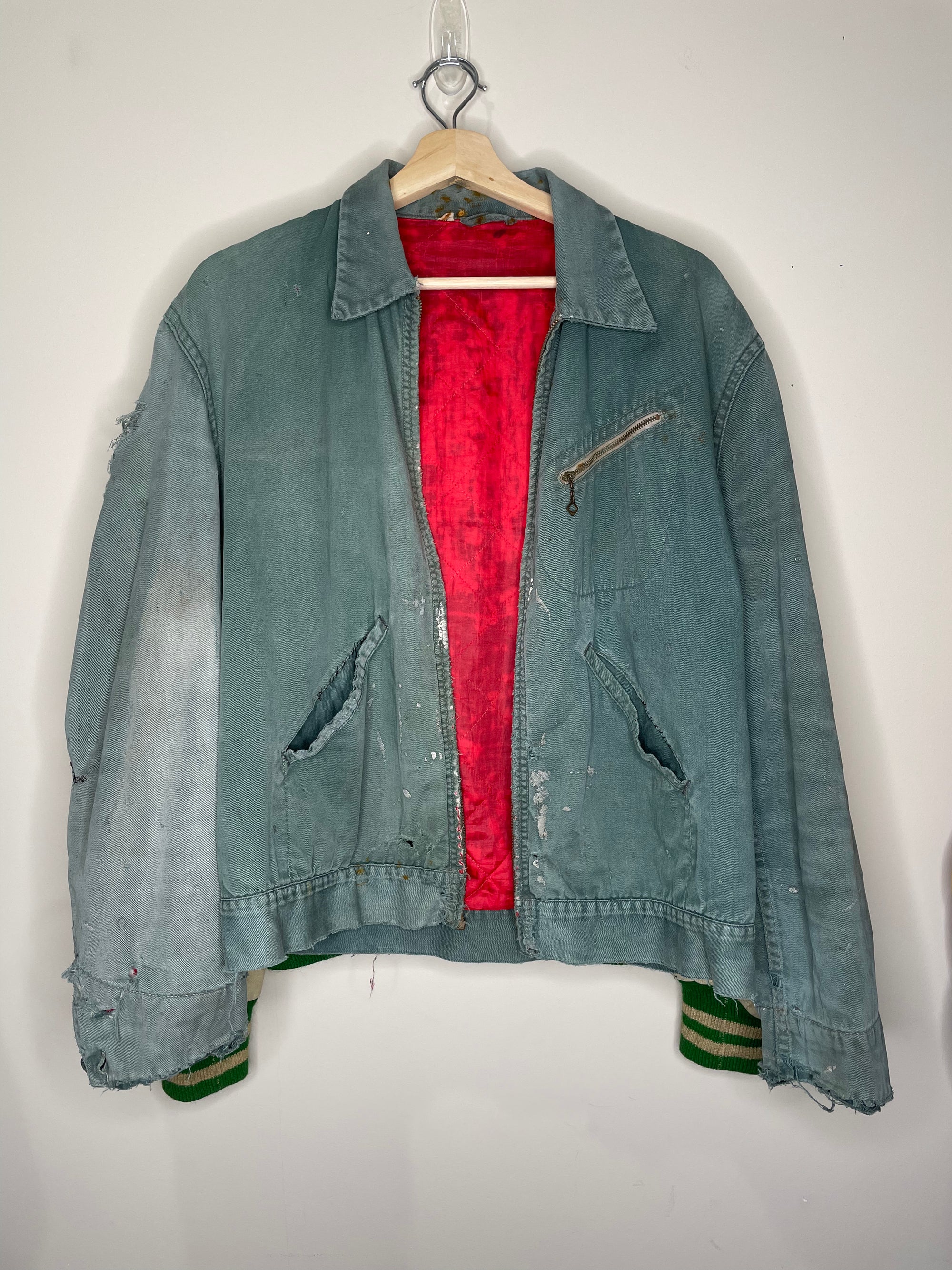 1950s/60s Thrashed Sun Faded Lined Work Jacket