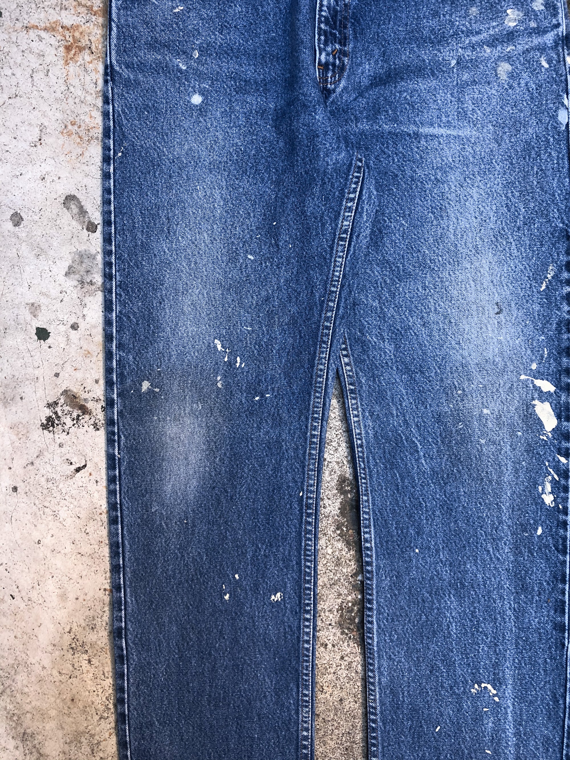 1990s Levis Painted Blue 505 Released Hem (33X32)