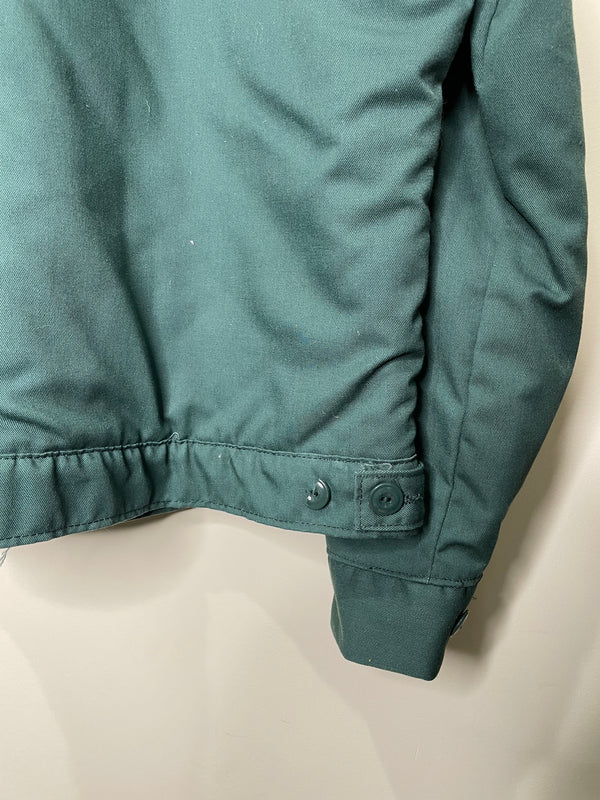 1970s “Ron” Green Quilted Liner Work Jacket Scovill Zip (L)