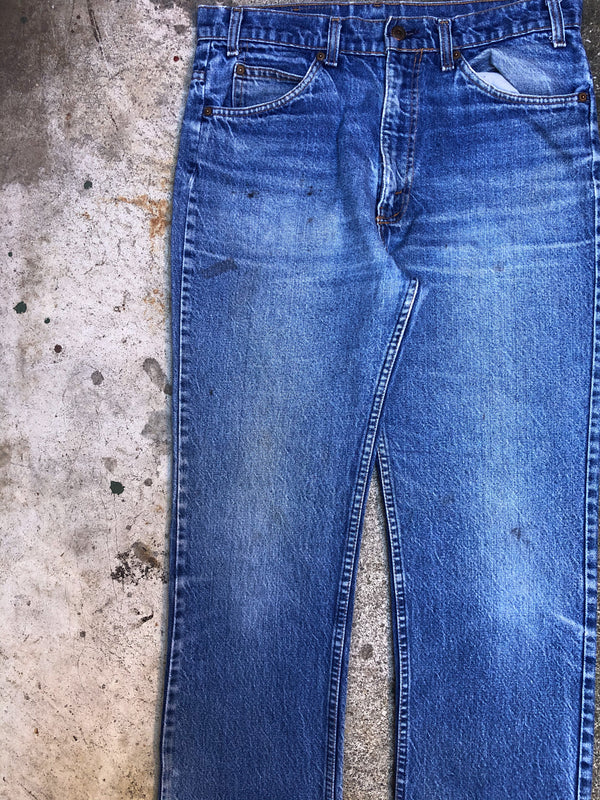 1980s Orange Tab Levis Talon Zip Blue 517 (33X34)