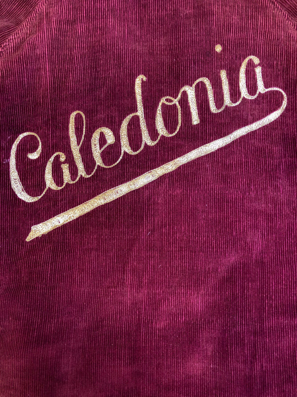 1950s Maroon Corduroy Chain Stitch “Caledonia” Varsity Jacket