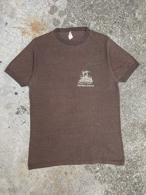 1980s “Old New Orleans” Faded Brown Single Stitched Ringer Tee (M)