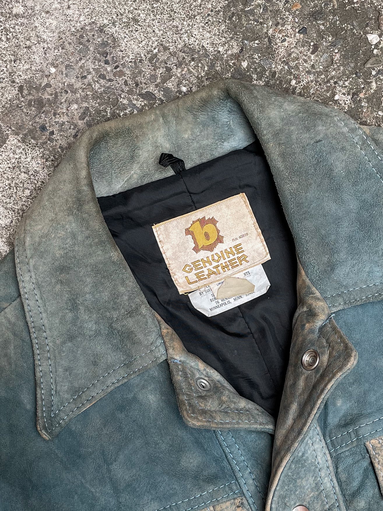 1970s Faded Teal Suede Leather Jacket