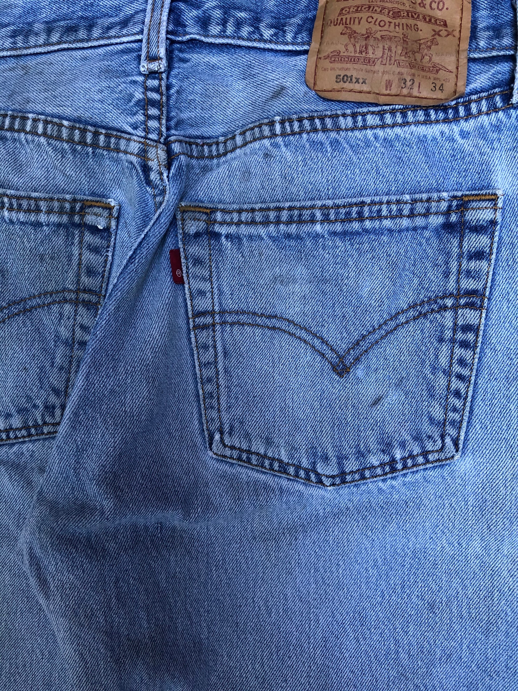 1990s Levis Worn In Blue 501XX (30X30)