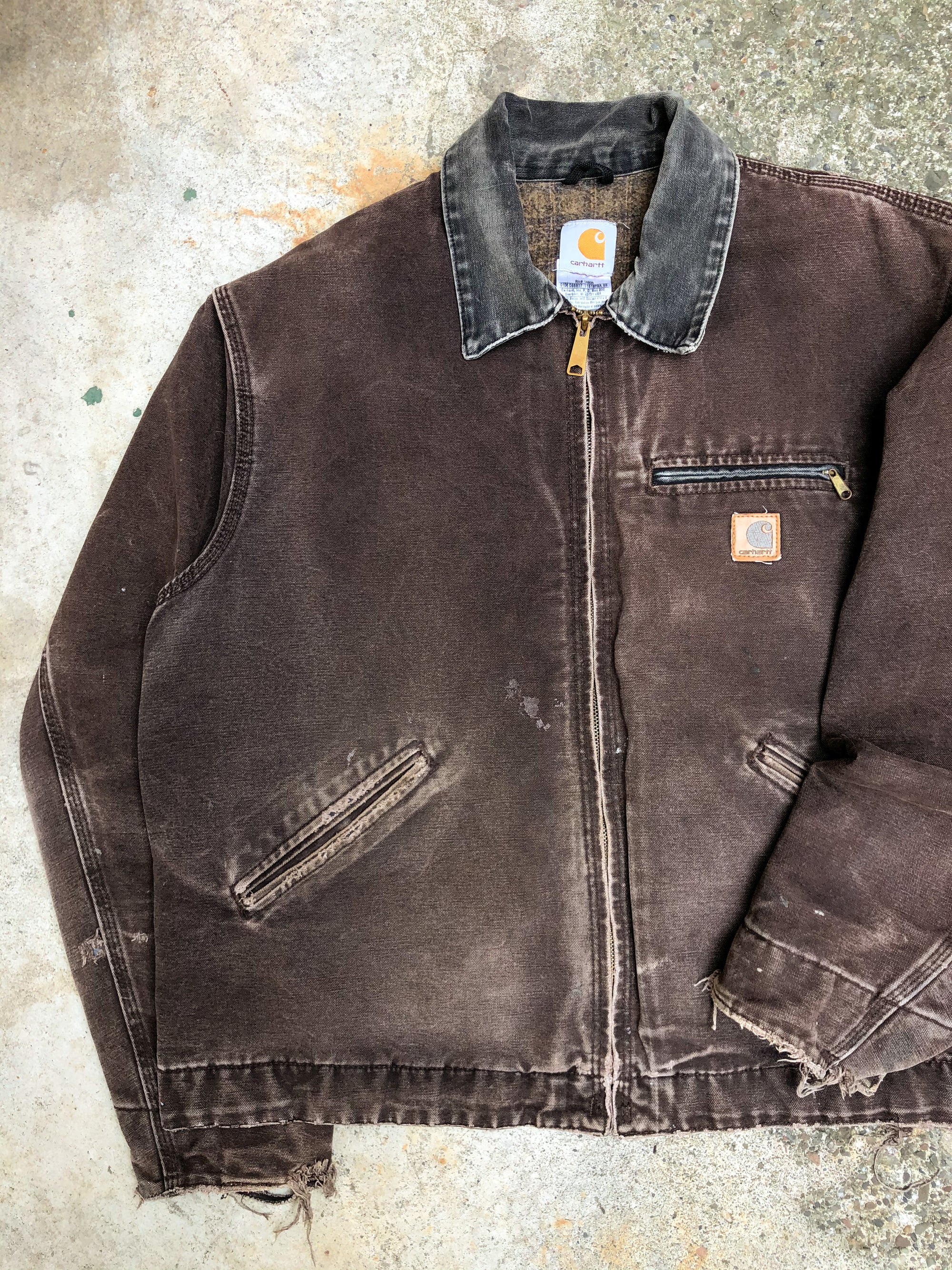 1990s Carhartt Faded Dark Brown Lined Work Jacket (XL)