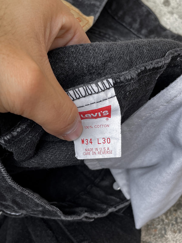 1990s Levi’s Faded Black 505 Released Hem (33X31)