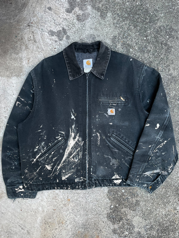 Carhartt Painted Faded Black Lined Work Jacket (XL)