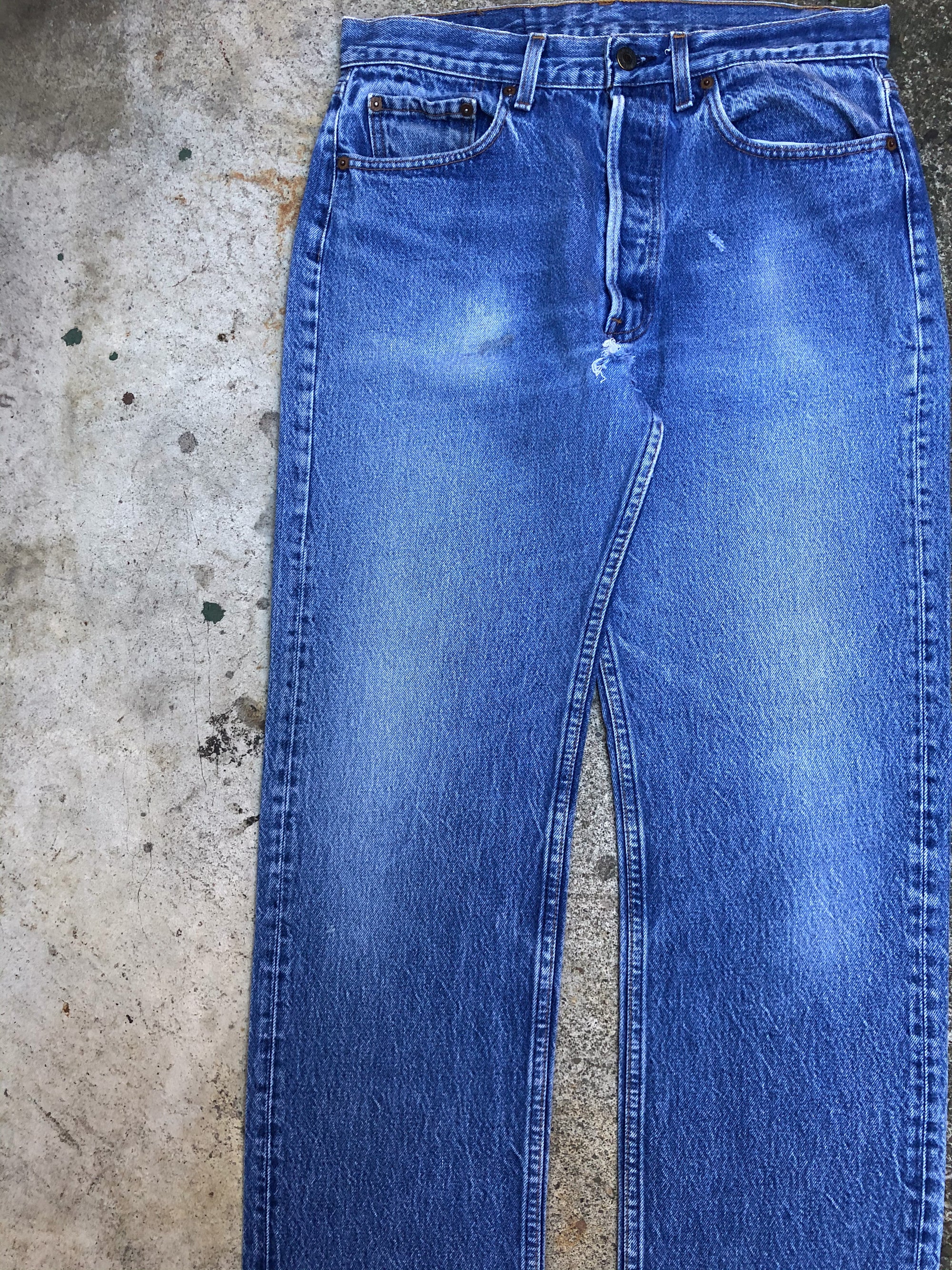 1980s Levis Repaired Faded Blue 501 (32X31)