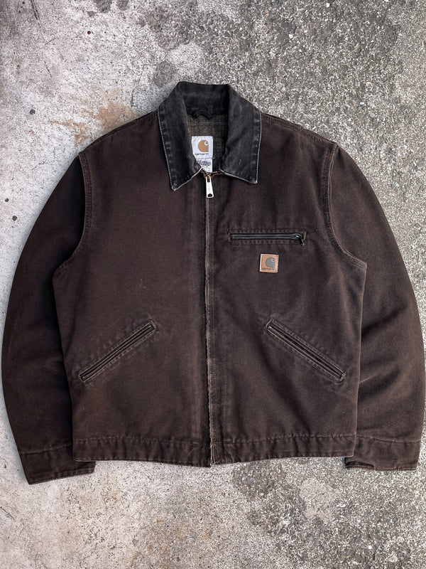 Carhartt Faded Dark Brown Lined Work Jacket (S/M)