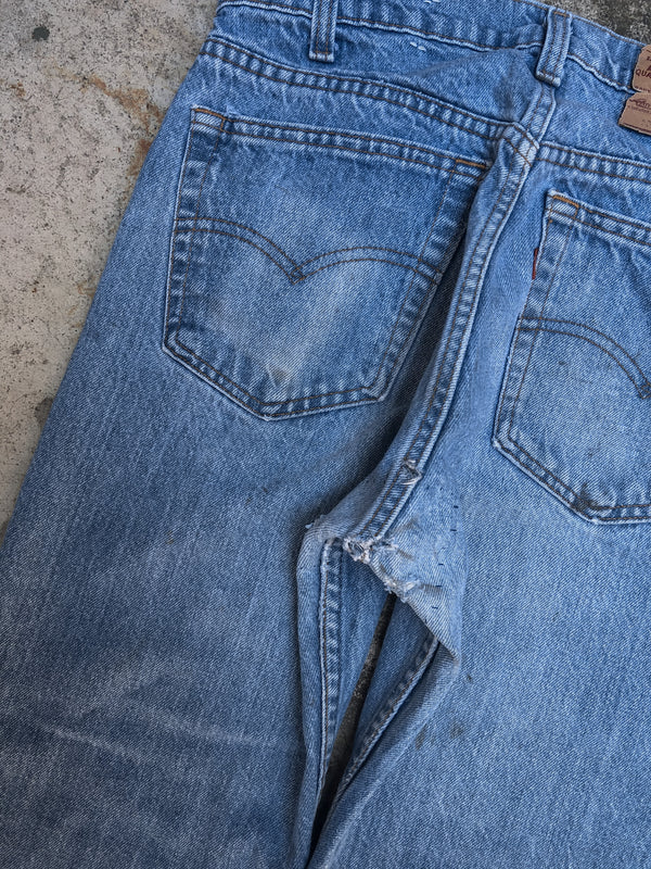 1980s Levis Repaired Faded Blue 505 Released Hem (31X29)