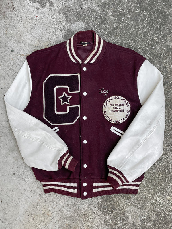 1970s/80s “Concord” Chain Stitched Leather Varsity Jacket (M/L)