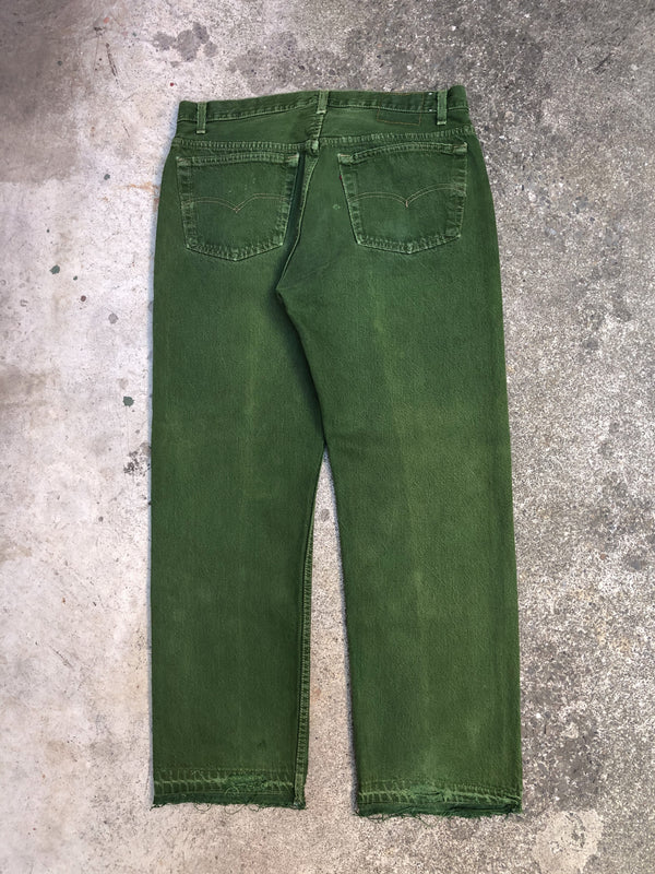 1990s Levis Faded Green 501 Released Hem (34X28)