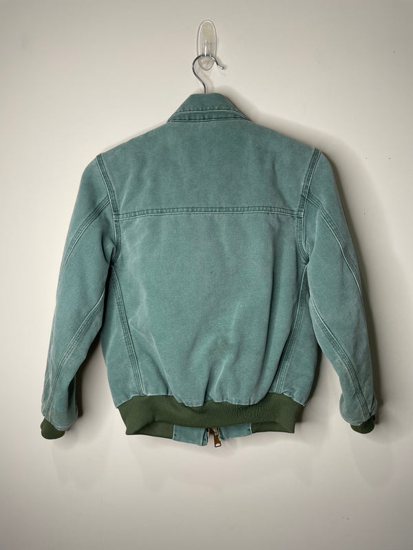 1990s Carhartt Faded Green Youth Santa Fe Work Jacket (M)