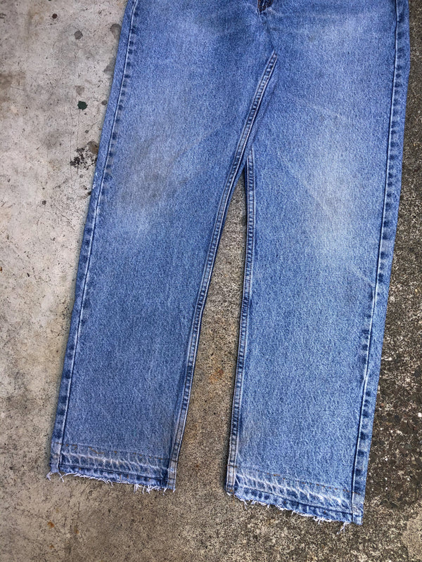 1990s Orange Tab Levis Faded Blue 505 Released Hem (31X28)