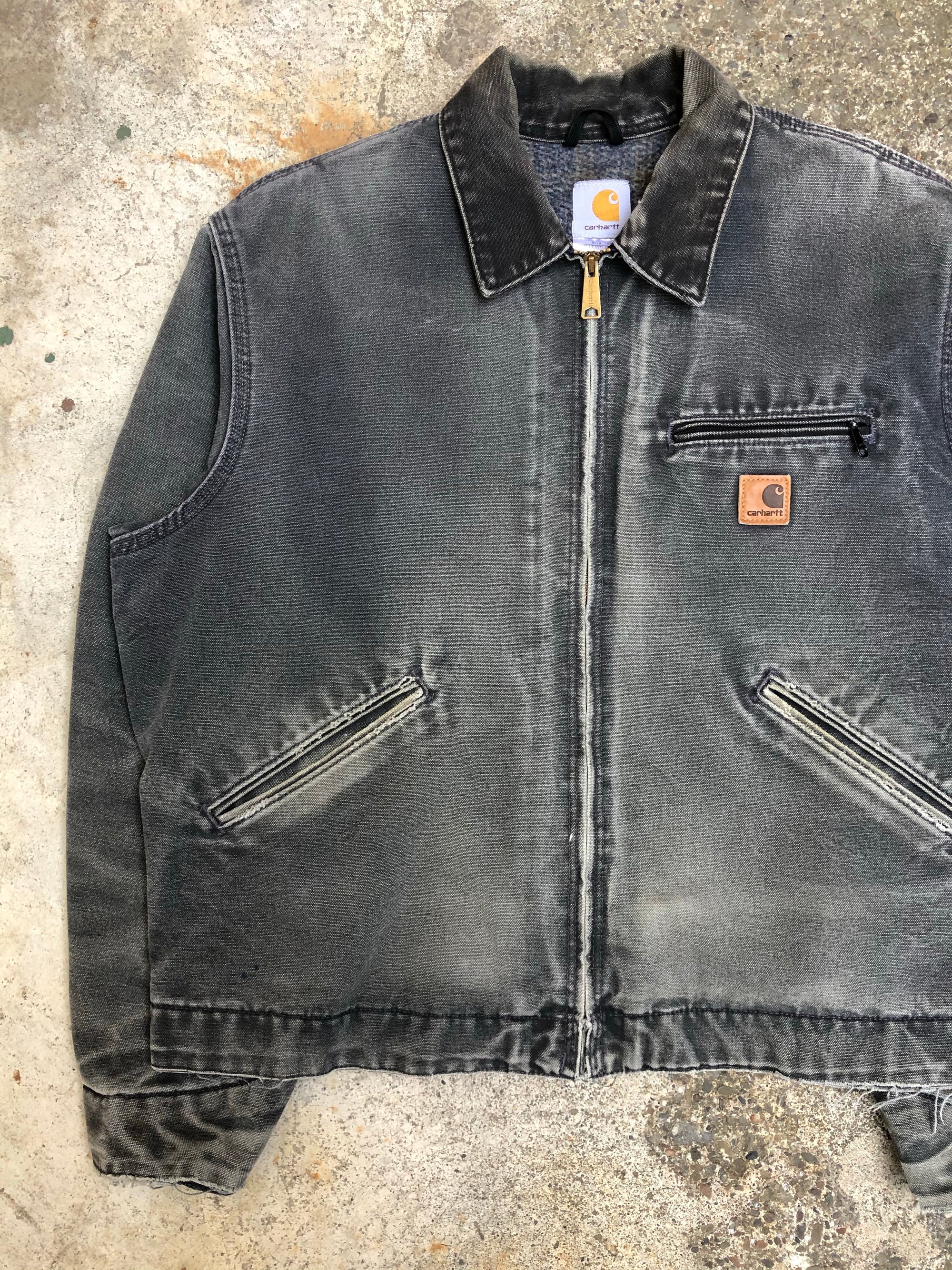 1990s Carhartt Faded Petrol Blue Lined Work Jacket