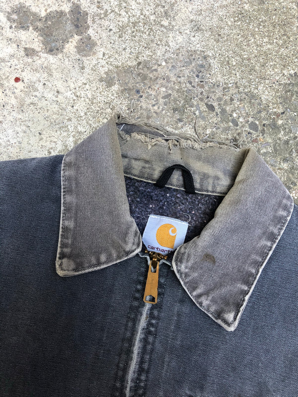 1990s Carhartt Sun Faded Grey Lined Work Jacket