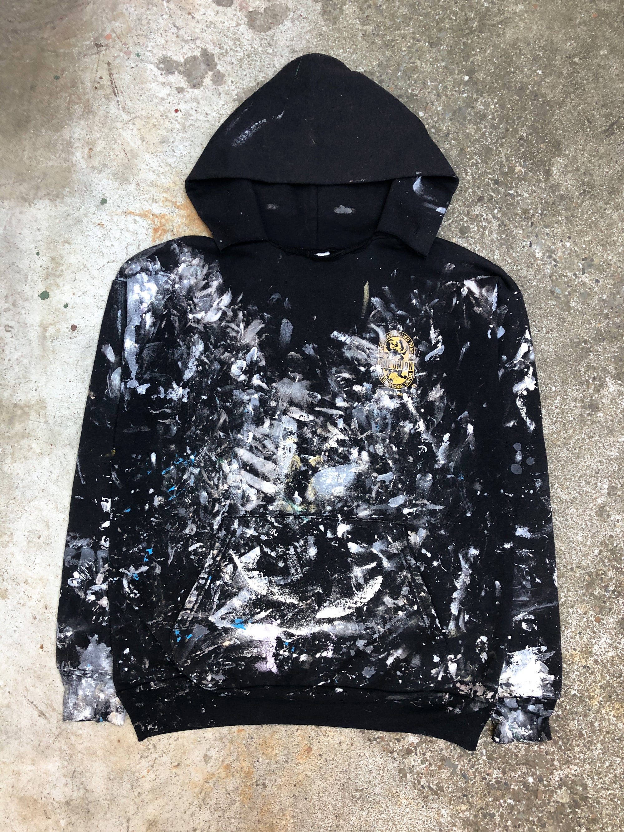 1990s Faded Black Painted “Painters Union” Hoodie