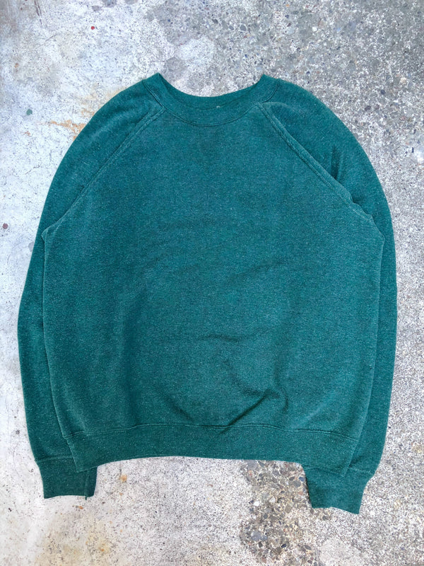 1980s Faded Green Blank Raglan Sweatshirt