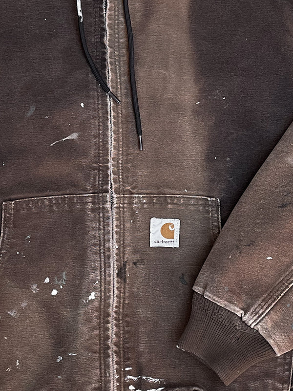 Carhartt Sun Faded Dark Brown Hooded Work Jacket