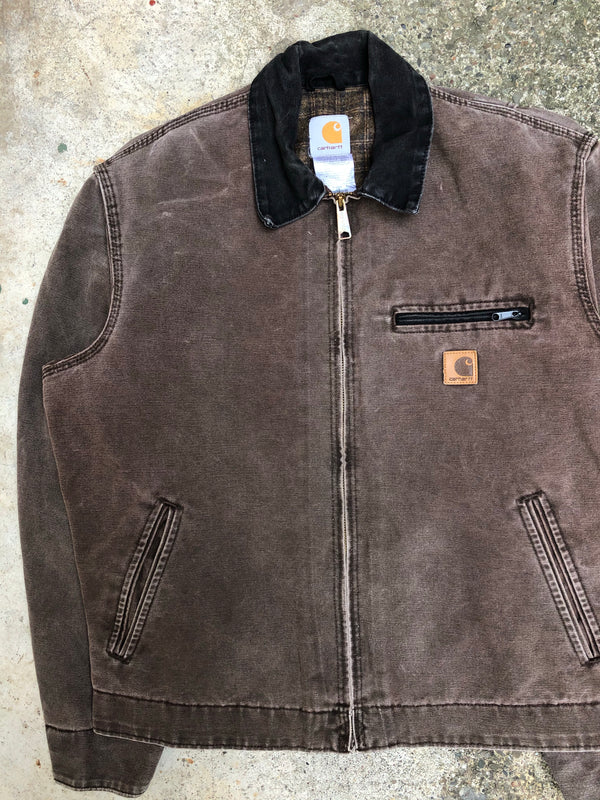 1990s Carhartt Faded Chocolate Lined Work Jacket (M)