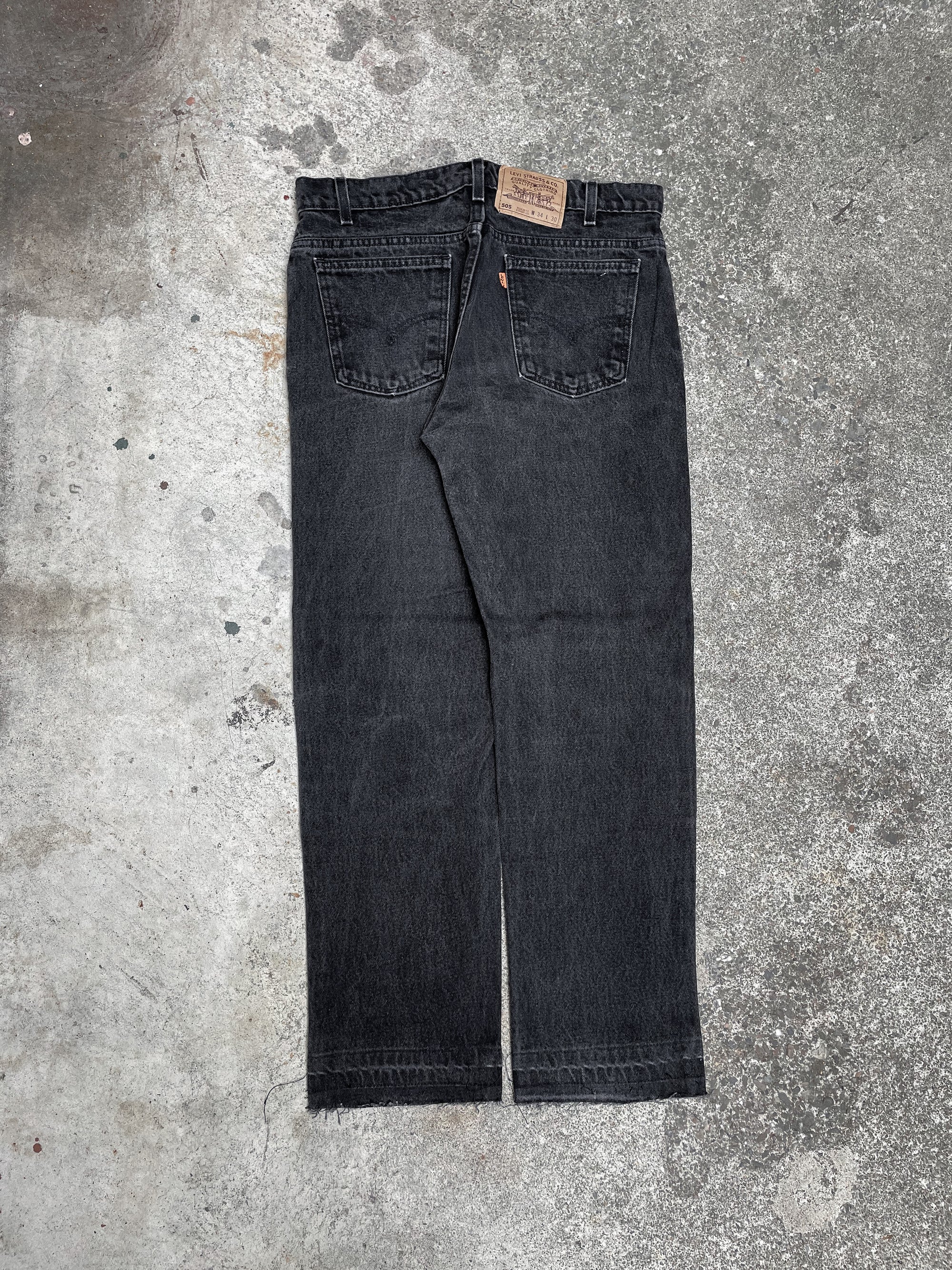 1990s Orange Tab Levi’s Faded Black 505 Released Hem (33X28)