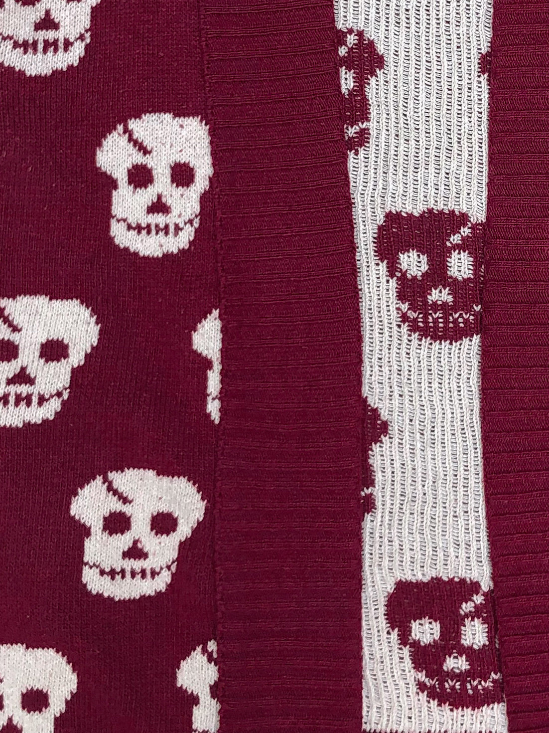 1990s Maroon “Skull” Knit Cardigan