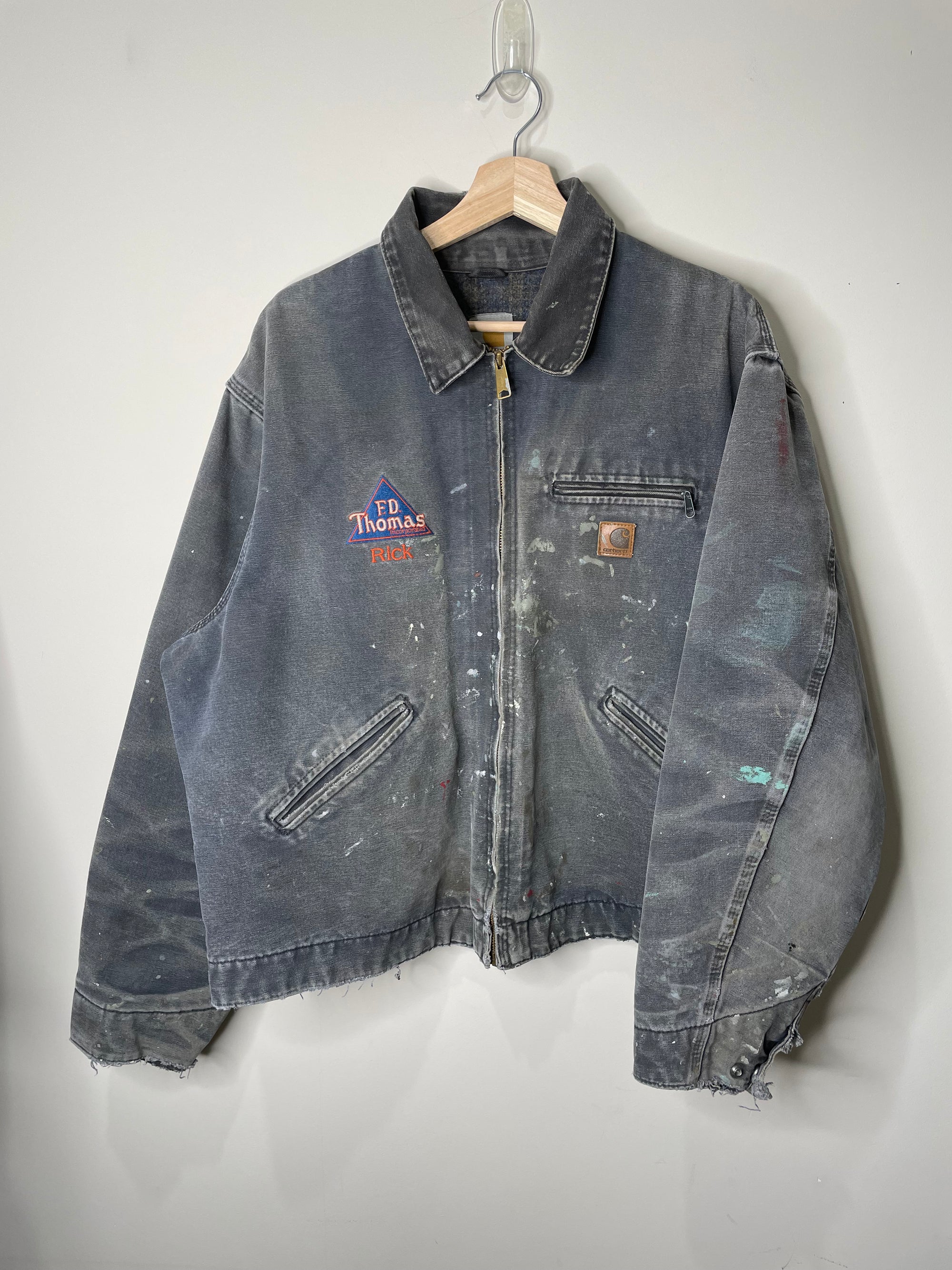 Carhartt “Rick” Painted Faded Petrol Blue Lined Work Jacket (L/XL)