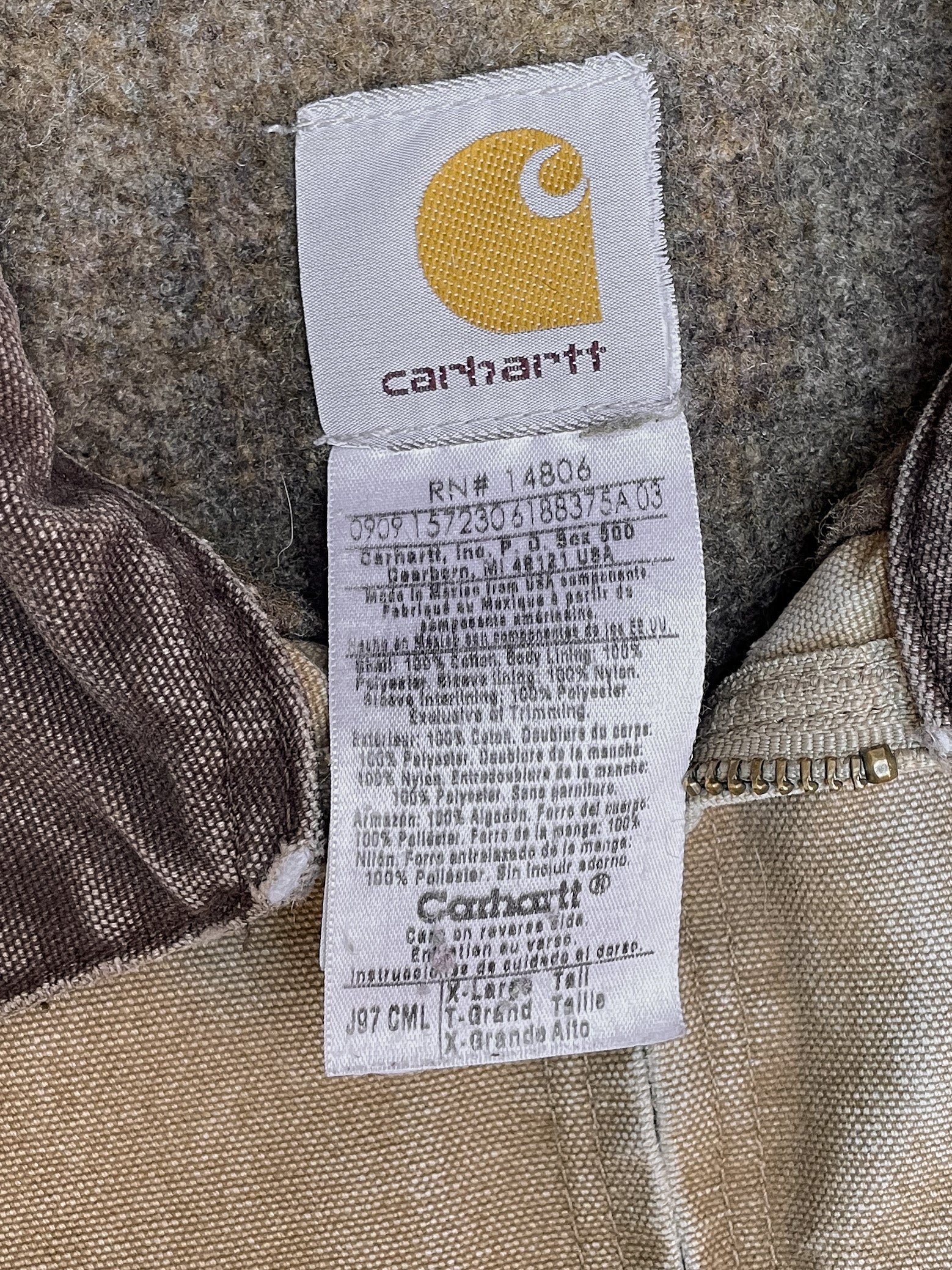 Vintage Carhartt Faded Camel Lined Work Jacket (XL)