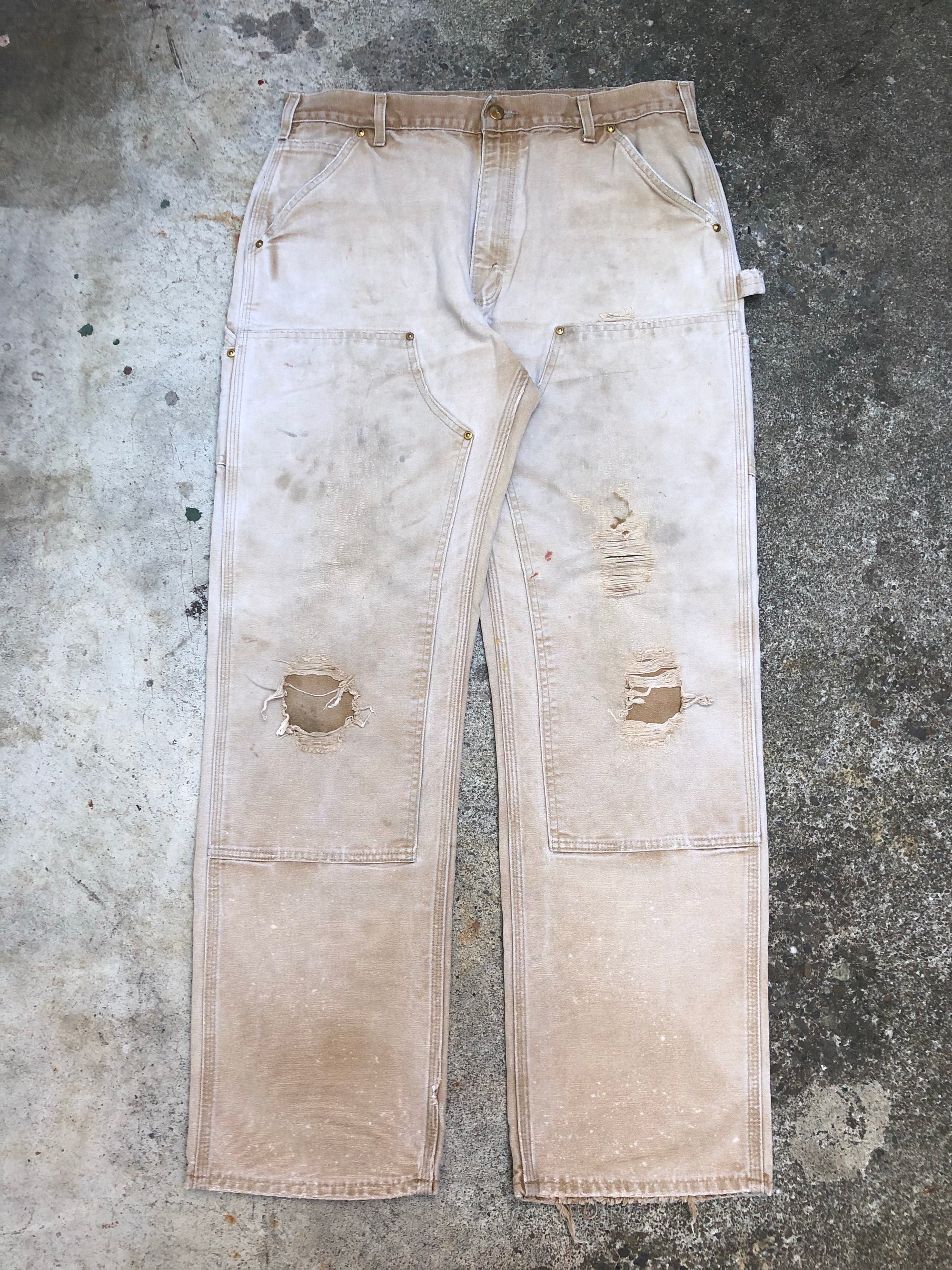 Carhartt B01 Tan Double Front Knee Work Pants (35X31)