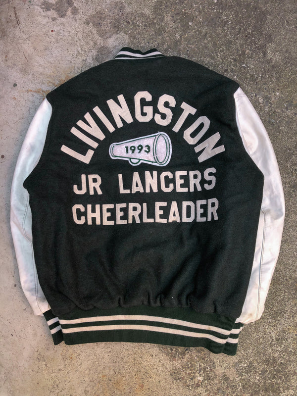 1990s Forest Green Chain Stitch “Livingston Lancers” Varsity Letterman Jacket