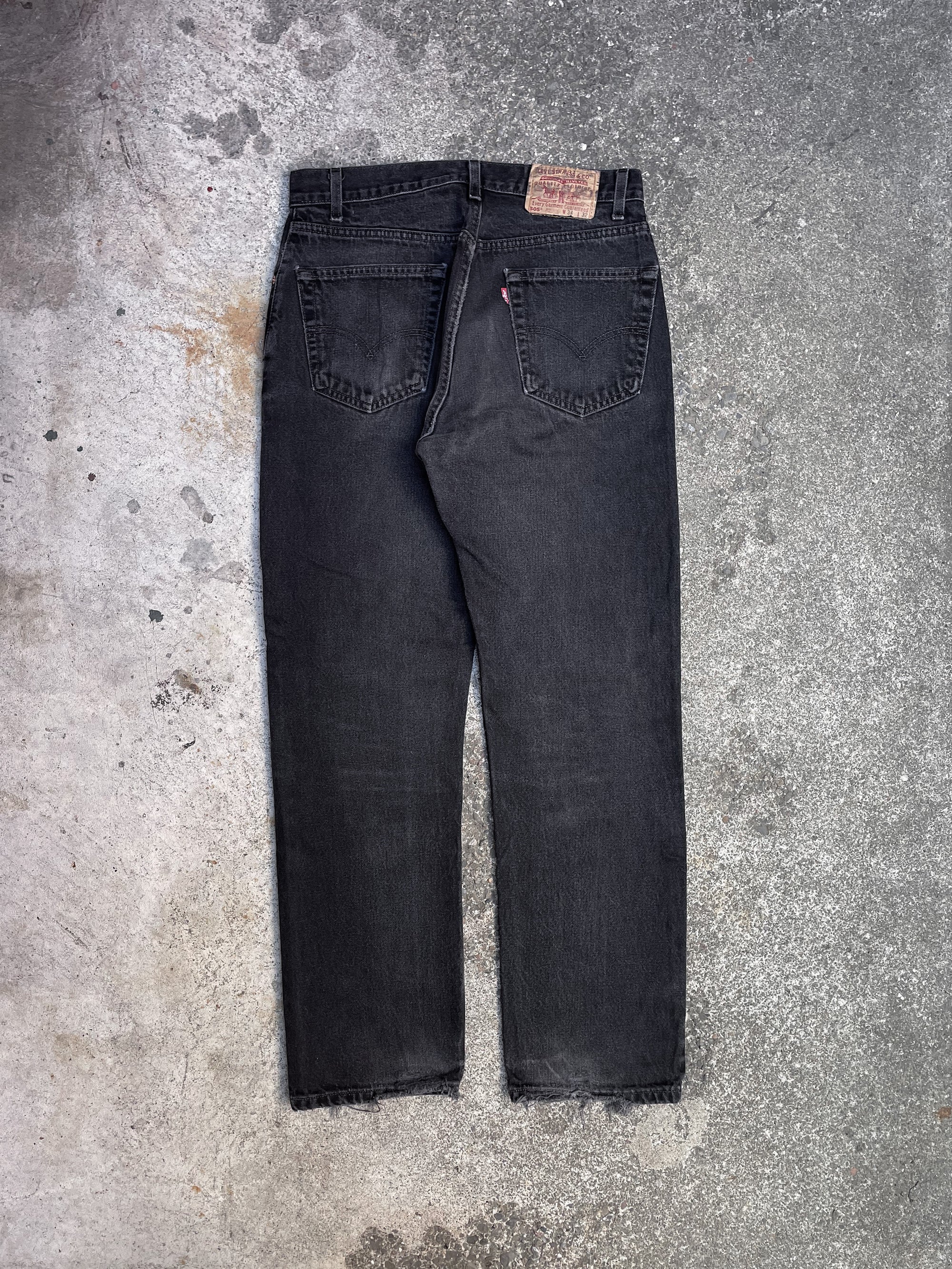 1990s Levi’s Faded Black 505 Heel Bite (31X30)