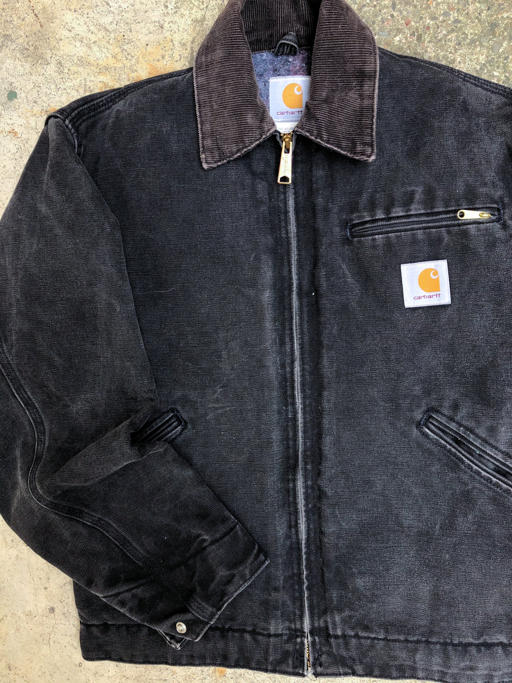 1990s Carhartt Faded Black Lined Work Jacket (XS/S)