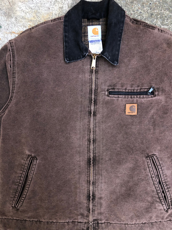 1990s Carhartt Faded Chocolate Lined Work Jacket (L)