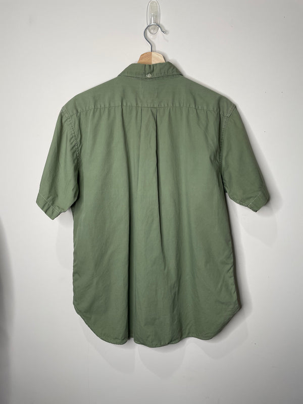 1970s Faded Green Japan Short Sleeve Button Up Shirt (M)