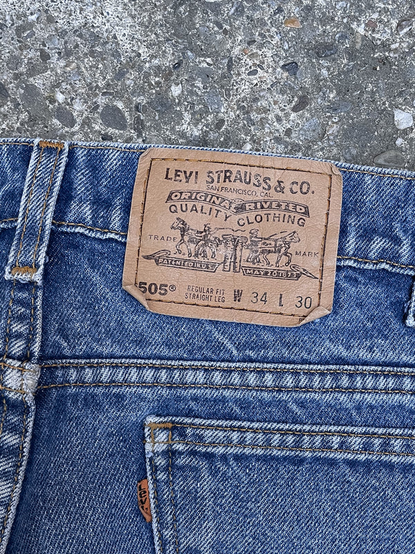 1990s Orange Tab Levi’s Faded Blue 505 Scovill Zip (34X27)