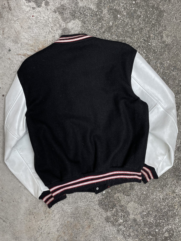 1990s “Matt” Chain Stitched Black Varsity Jacket (M/L)