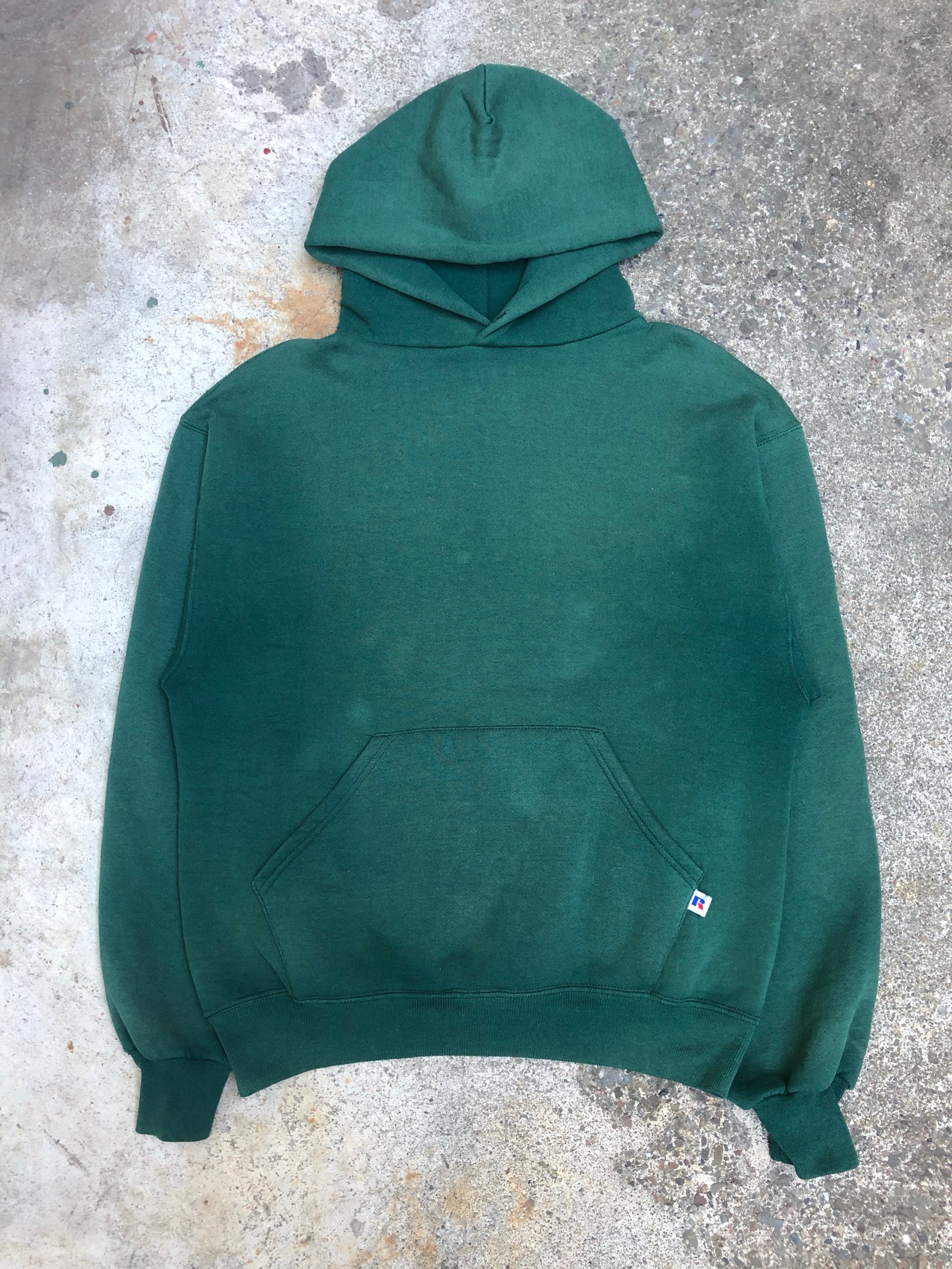 1990s Russell Sun Faded Green Blank Hoodie