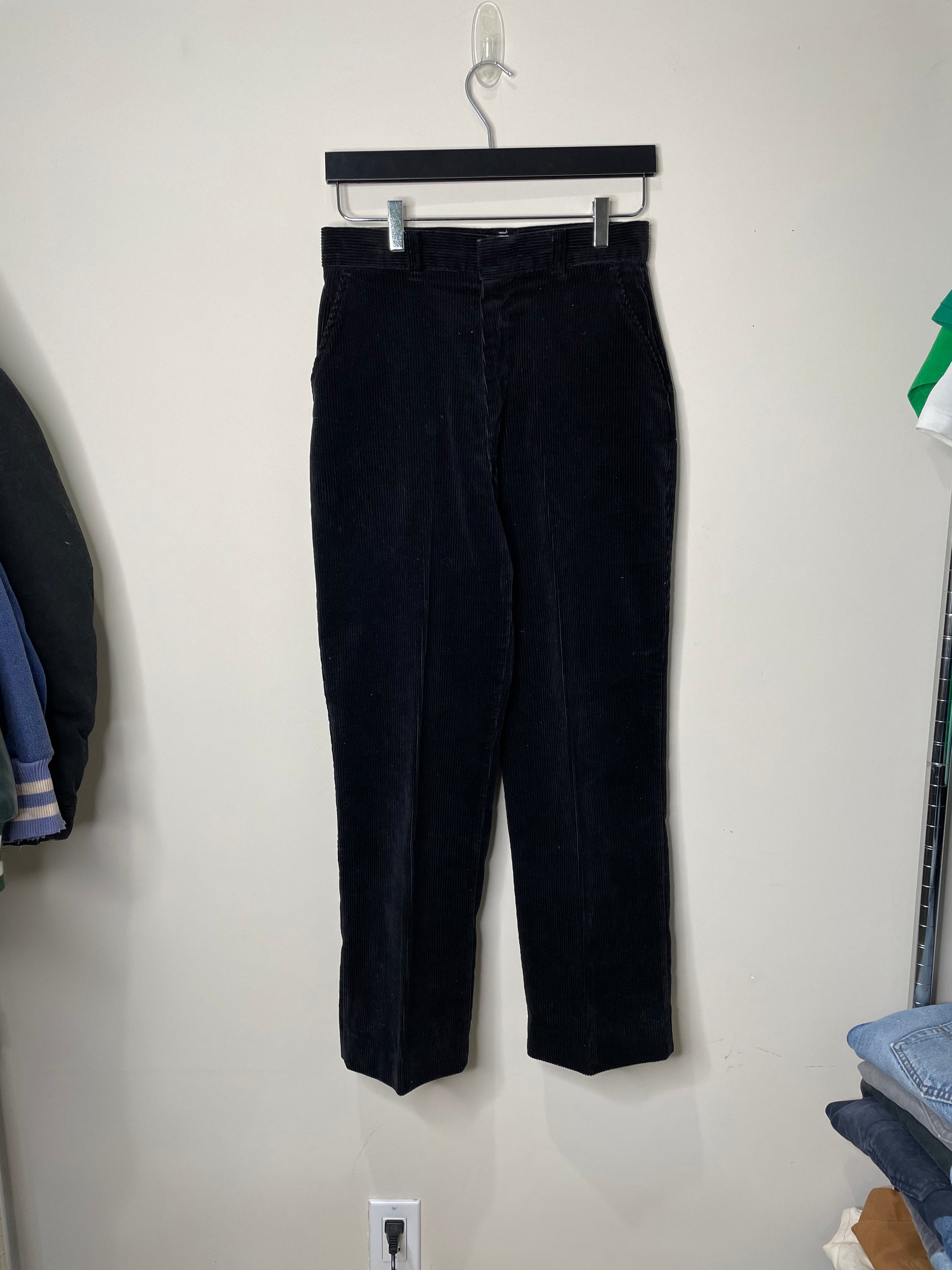 1970s Black Corduroy Pants Talon Zip (27X26)