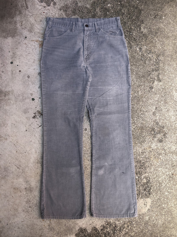 1970s Levis Faded Grey Corduroy 646 Talon Zip Flares (33X32)