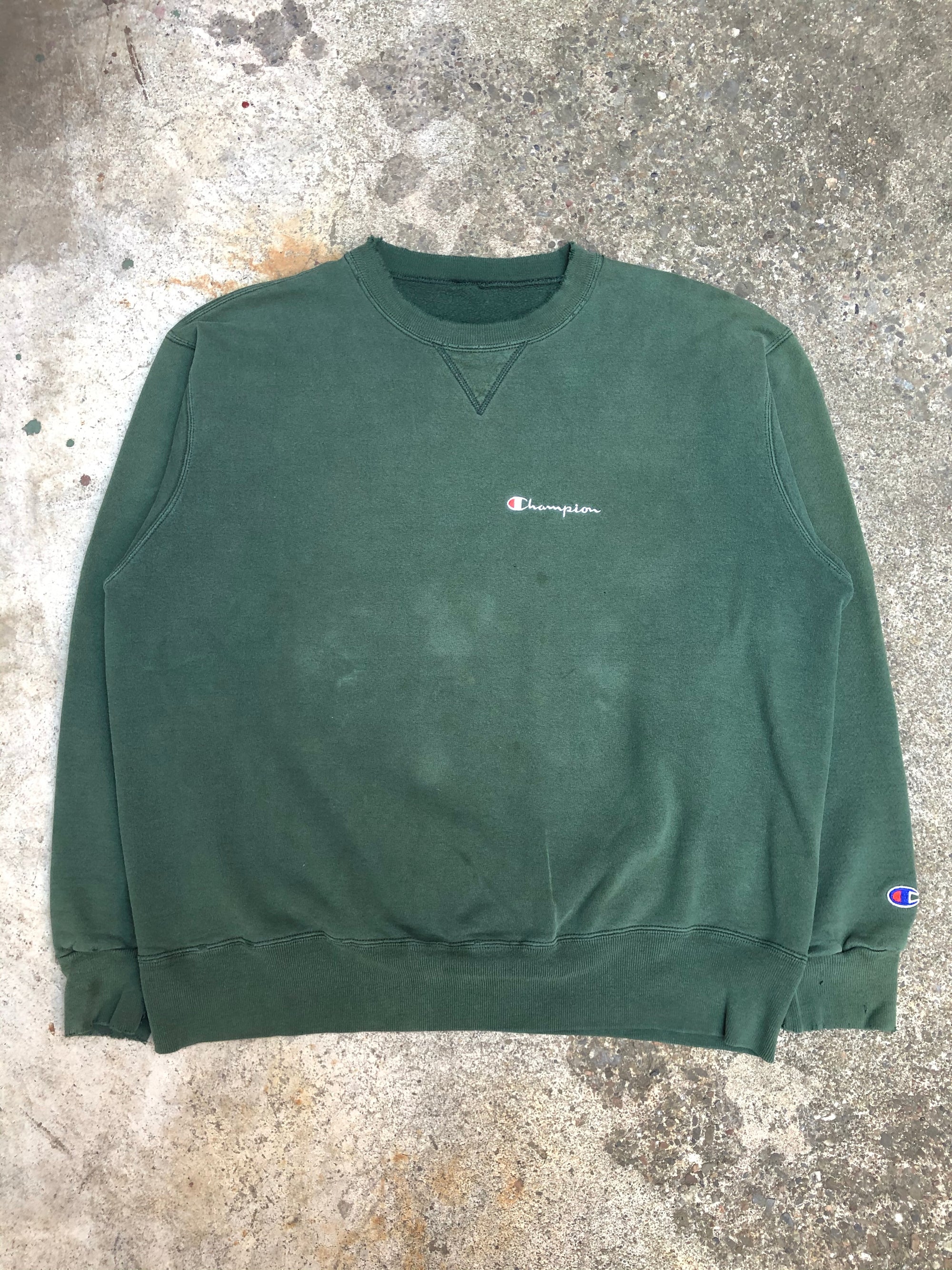 1990s Champion Faded Green Script Sweatshirt
