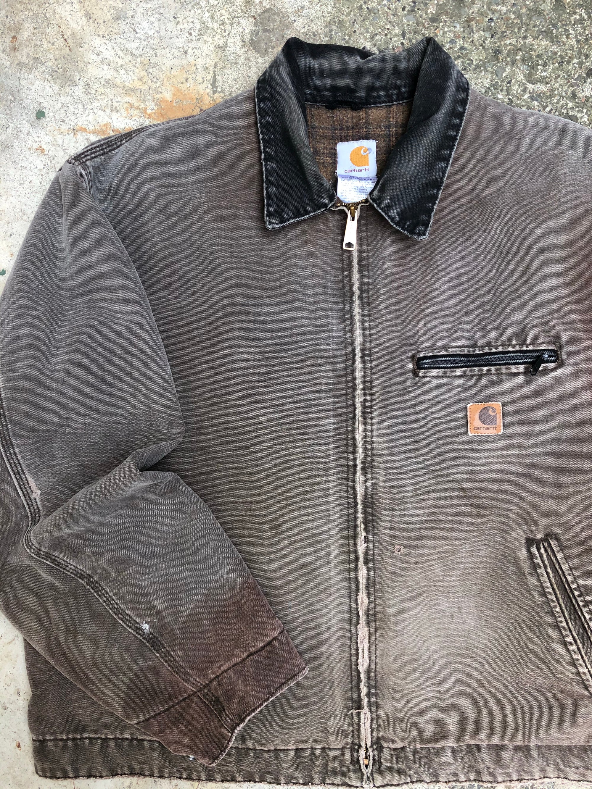 1990s Carhartt Faded Chocolate Brown Lined Work Jacket (XXL)