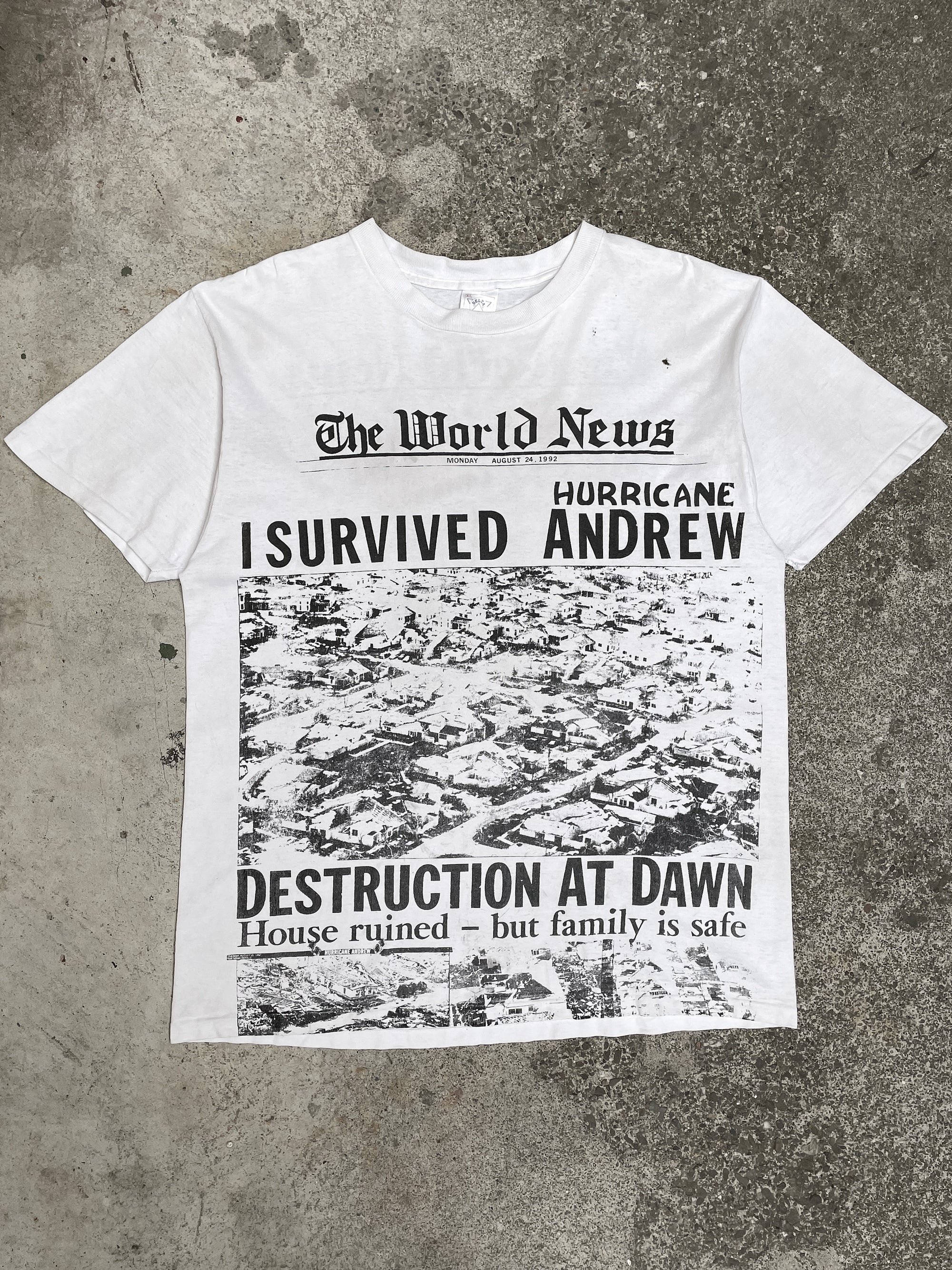 1990s “I Survived Hurricane Andrew” Single Stitched Tee