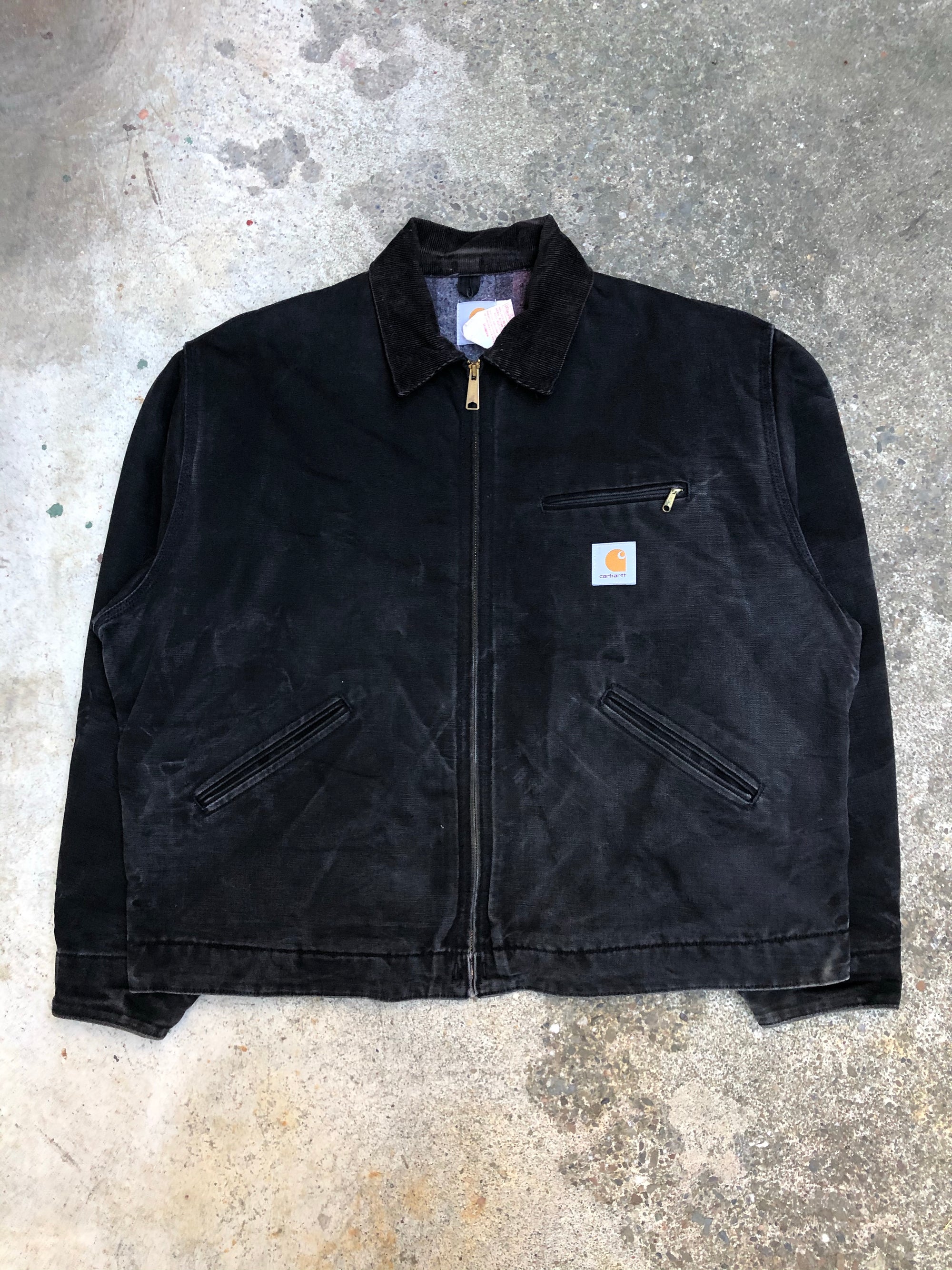 1990s Carhartt Faded Black Lined Work Jacket