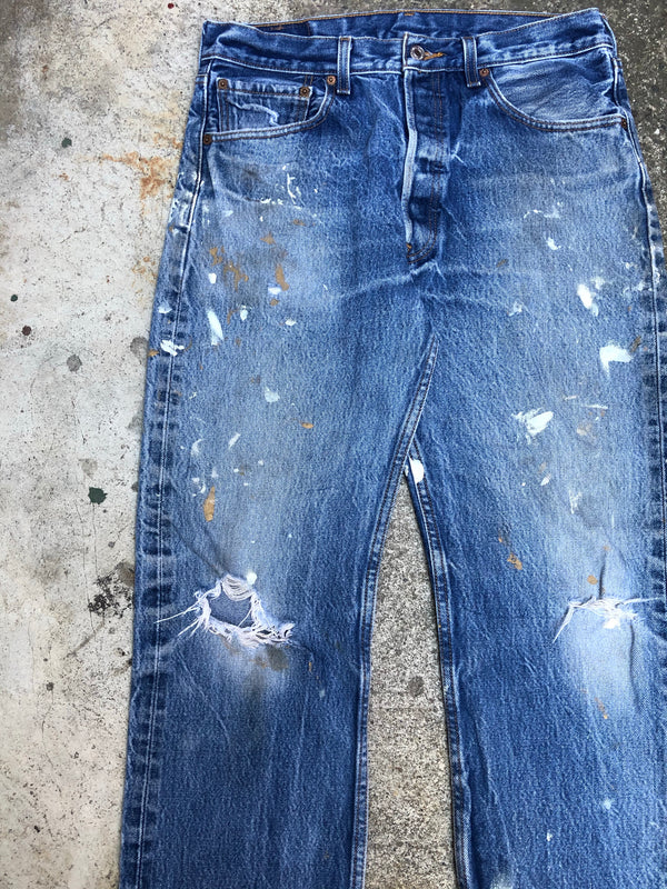 1990s Levis 501 Worn In Blue Painter (31X29)