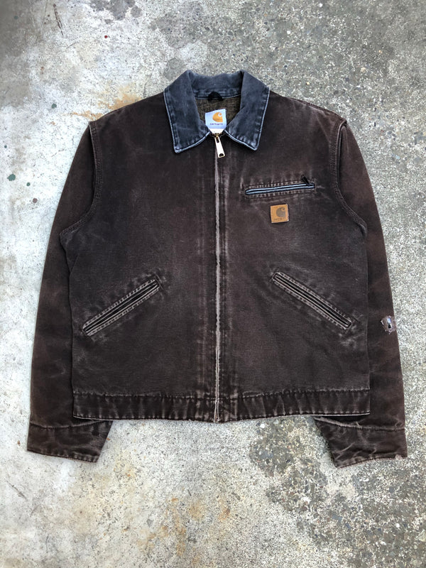 1990s Carhartt Faded Dark Brown Lined Work Jacket