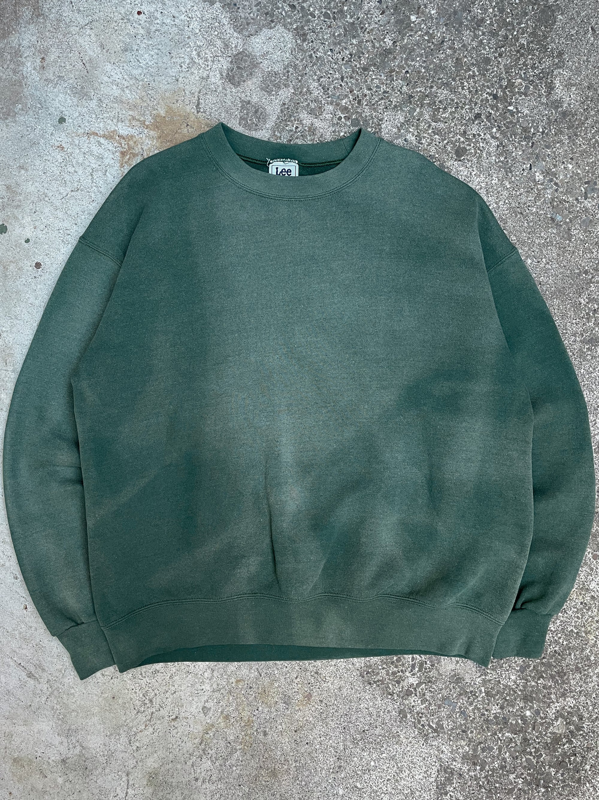 1990s Lee Sun Faded Green Blank Sweatshirt